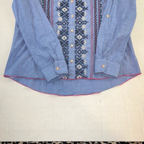 Johnny Was 3J Workshop Women's Floral High-Low Hem Button Down Long Sleeve Shirt - Picture 8 of 15